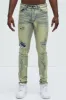 Bleach It With Fray Ripped Stacked Skinny Jeans - Vintage Blue Wash sold by Fashion Nova