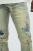 Bleach It With Fray Ripped Stacked Skinny Jeans - Vintage Blue Wash sold by Fashion Nova