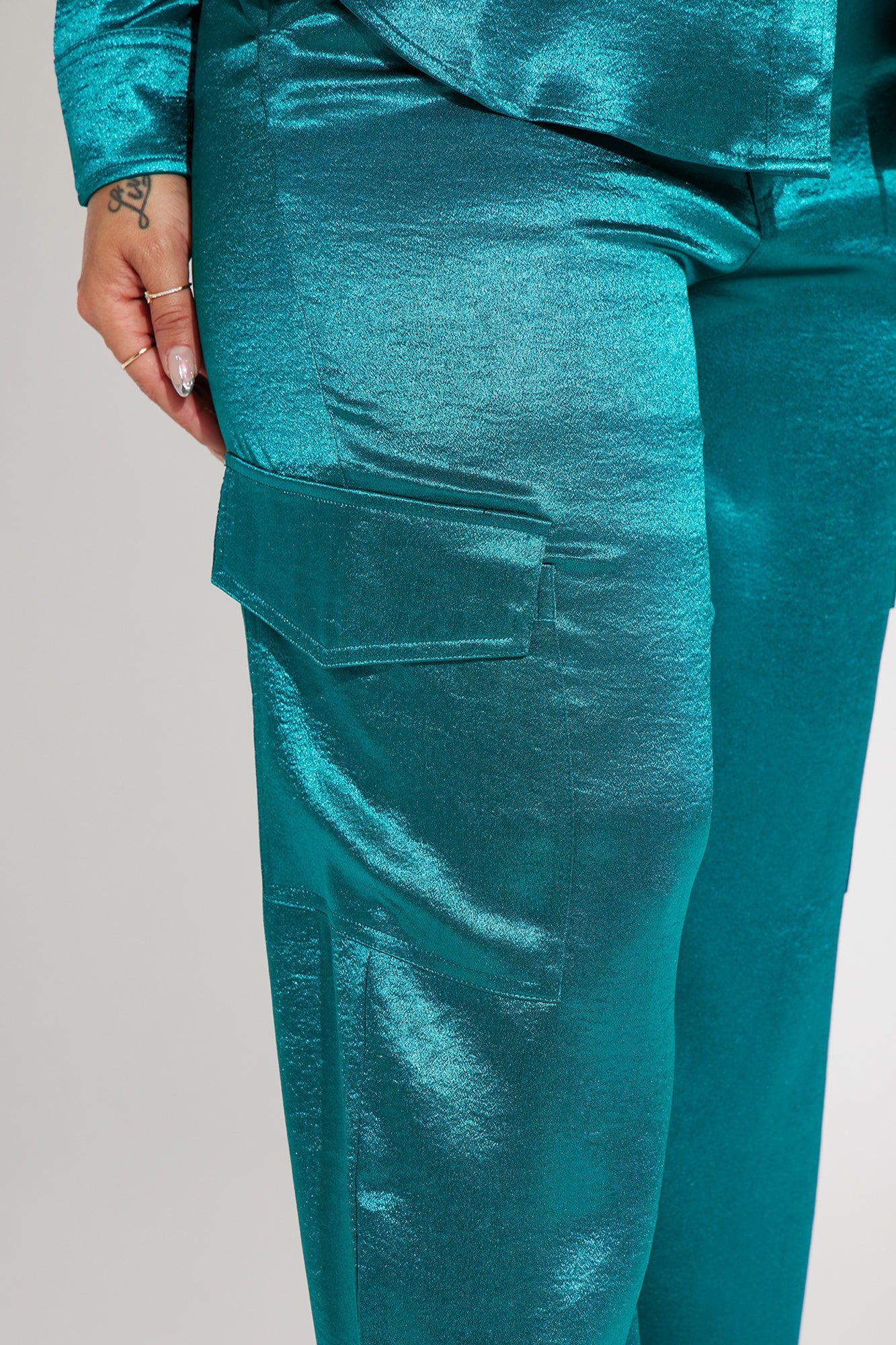 Same Girl Satin Pant Set - Teal sold by Fashion Nova product image thumbnail 3
