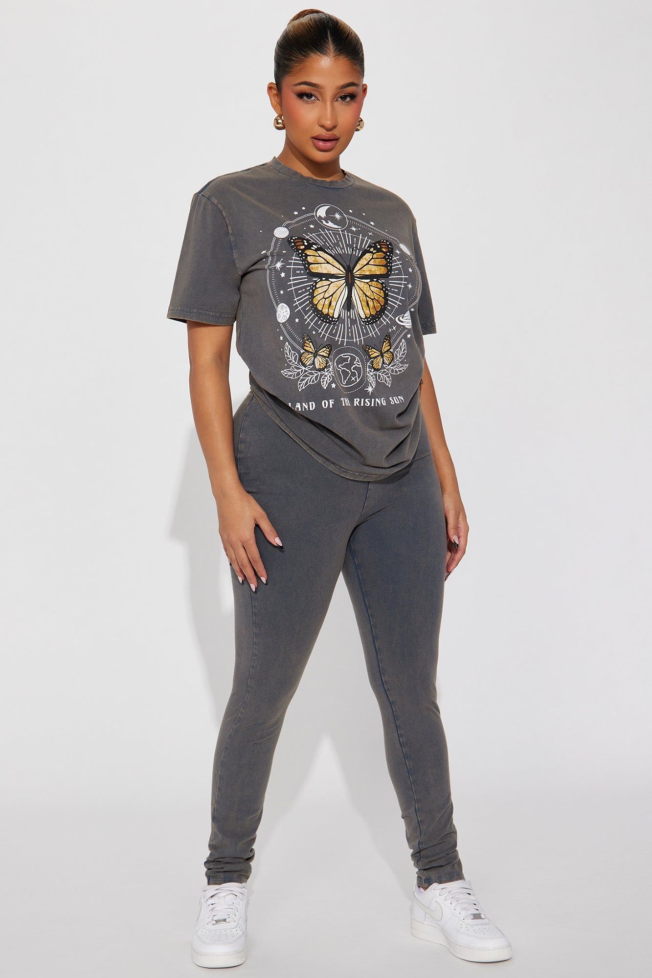 Butterfly Dreams Mineral Wash Legging Set - Denim sold by Fashion Nova