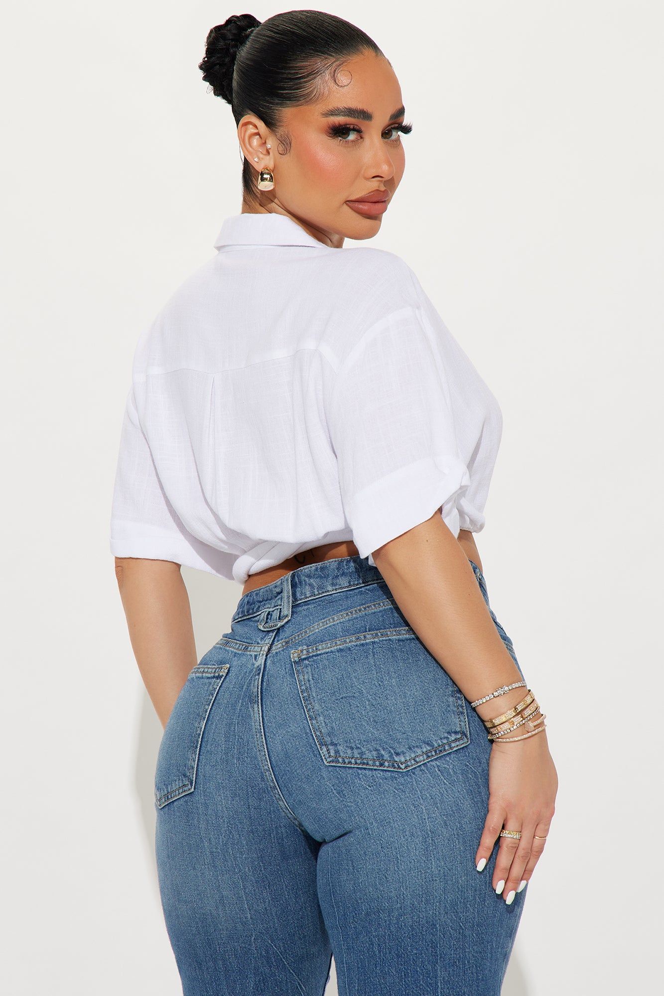 Riley Linen Blouse Top - White sold by Fashion Nova product image thumbnail 3