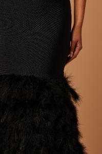 Bailey Feather Bandage Gown - Black sold by Fashion Nova