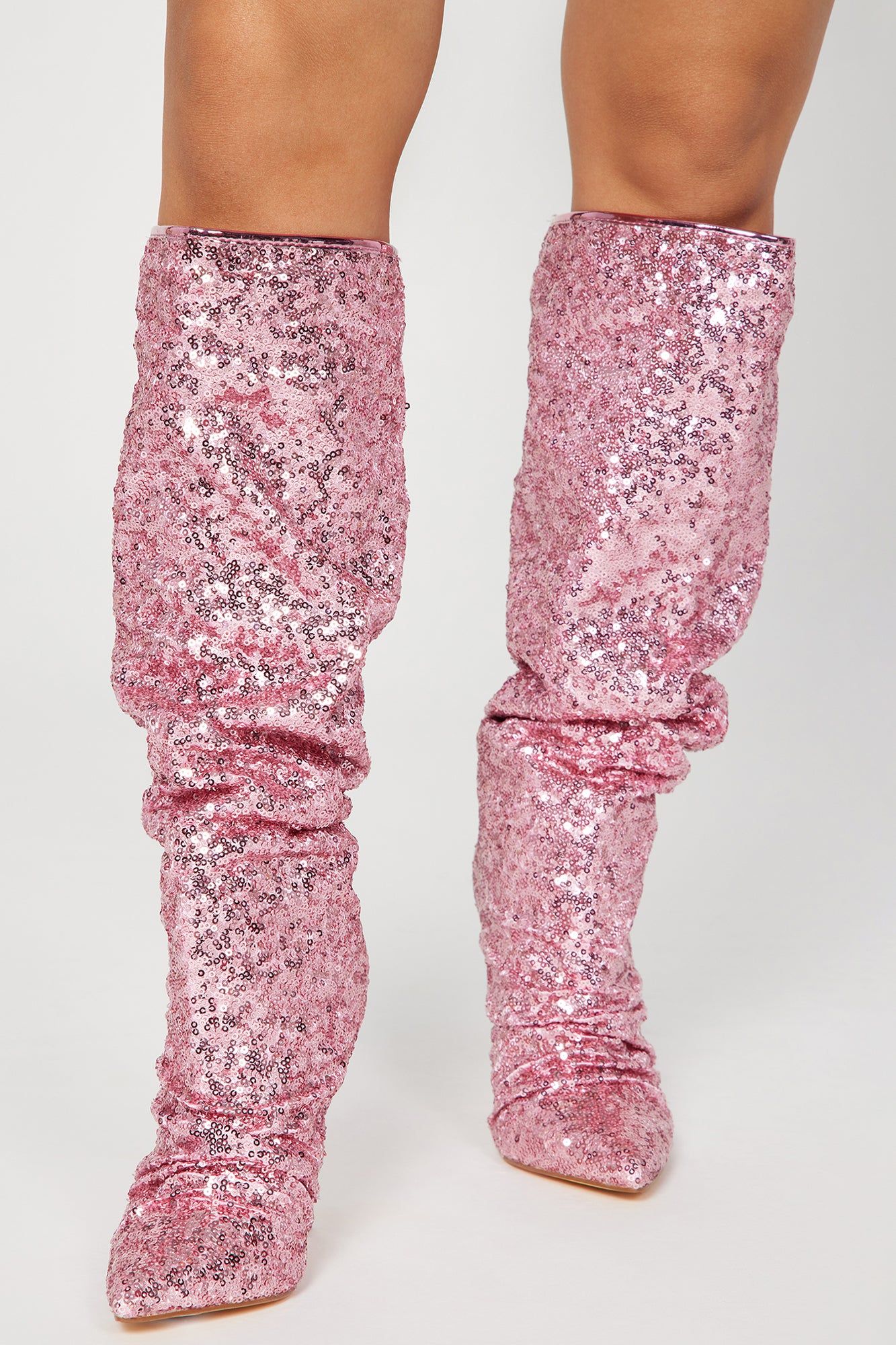 Out On The Weekends Knee High Heeled Boots - Pink sold by Fashion Nova product image thumbnail 2