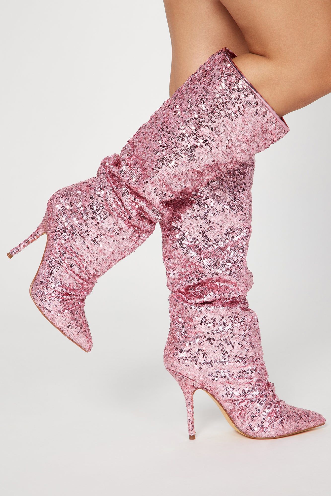 Out On The Weekends Knee High Heeled Boots - Pink sold by Fashion Nova product image thumbnail 3