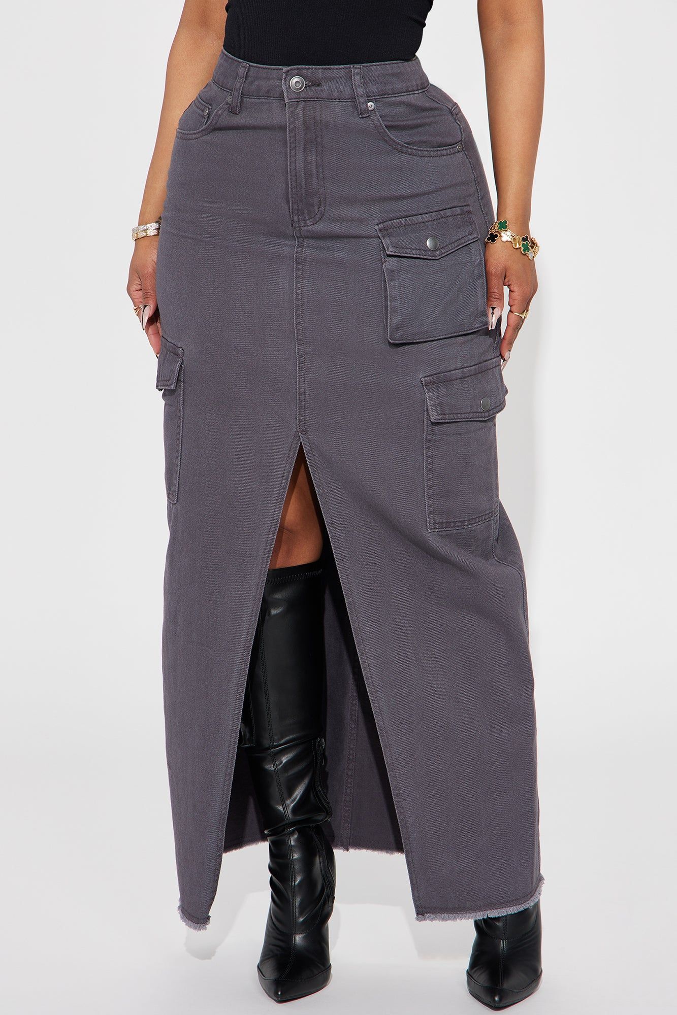 The Way To Go Cargo Maxi Skirt - Charcoal sold by Fashion Nova product image thumbnail 2