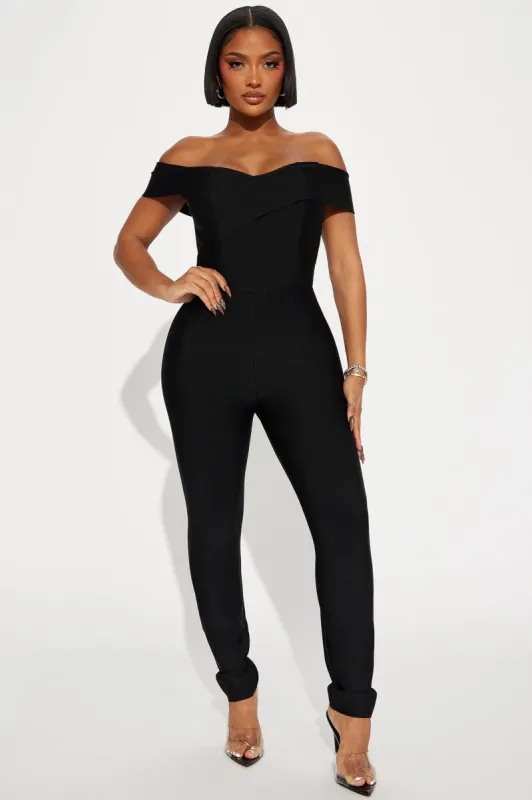 Face It Again Bandage Jumpsuit  - Black sold by Fashion Nova