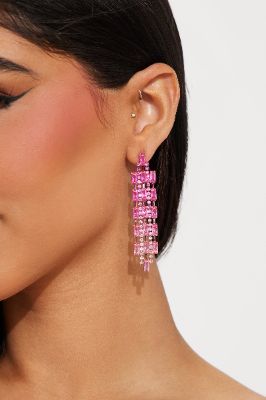 Glammed Up Tonight Drop Earrings - Pink sold by Fashion Nova