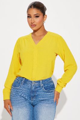 Own Your Values Blouse Top - Mustard sold by Fashion Nova