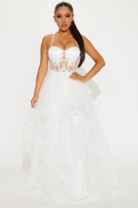 Steal The Night Tulle Gown - White sold by Fashion Nova