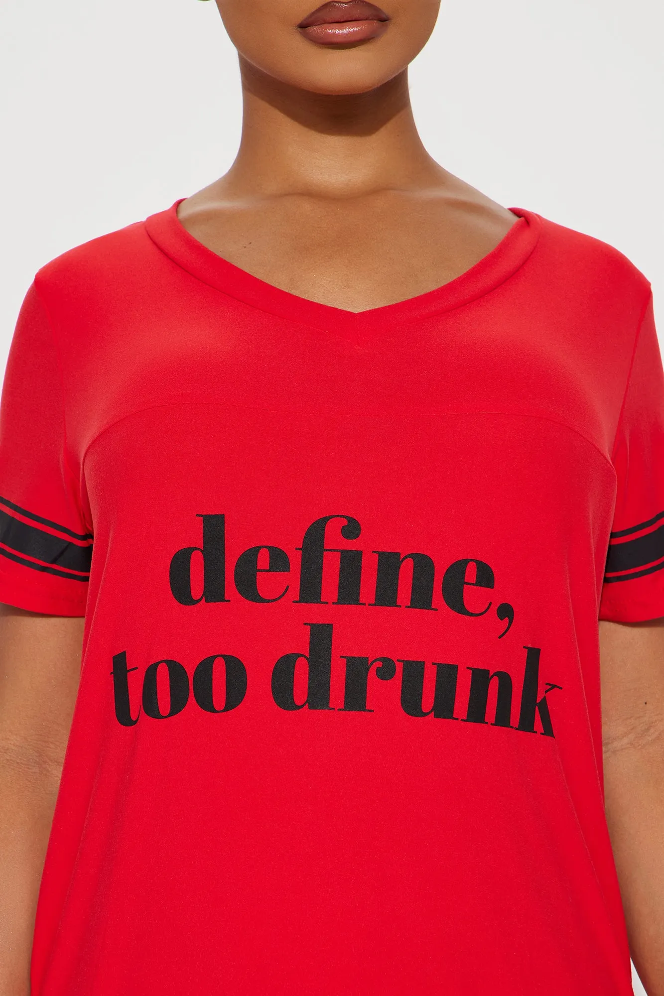 Define Too Drunk PJ Sleep Shirt - Red sold by Fashion Nova product image thumbnail 2