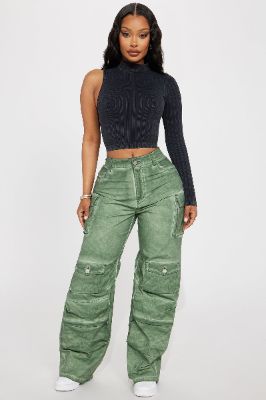 No Clarity Mineral Wash Cargo Pant - Olive sold by Fashion Nova