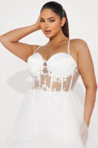 Steal The Night Tulle Gown - White sold by Fashion Nova