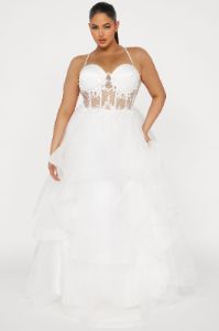 Steal The Night Tulle Gown - White sold by Fashion Nova