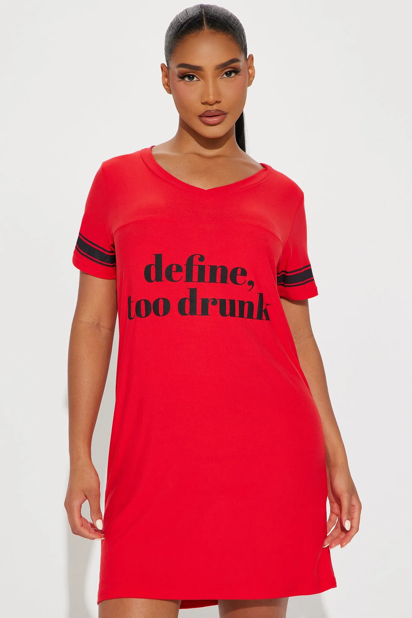 Define Too Drunk PJ Sleep Shirt - Red sold by Fashion Nova