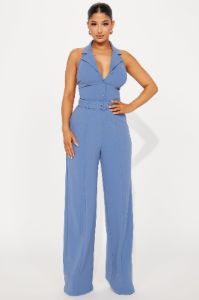 9AM Babe Jumpsuit  - Slate Blue sold by Fashion Nova