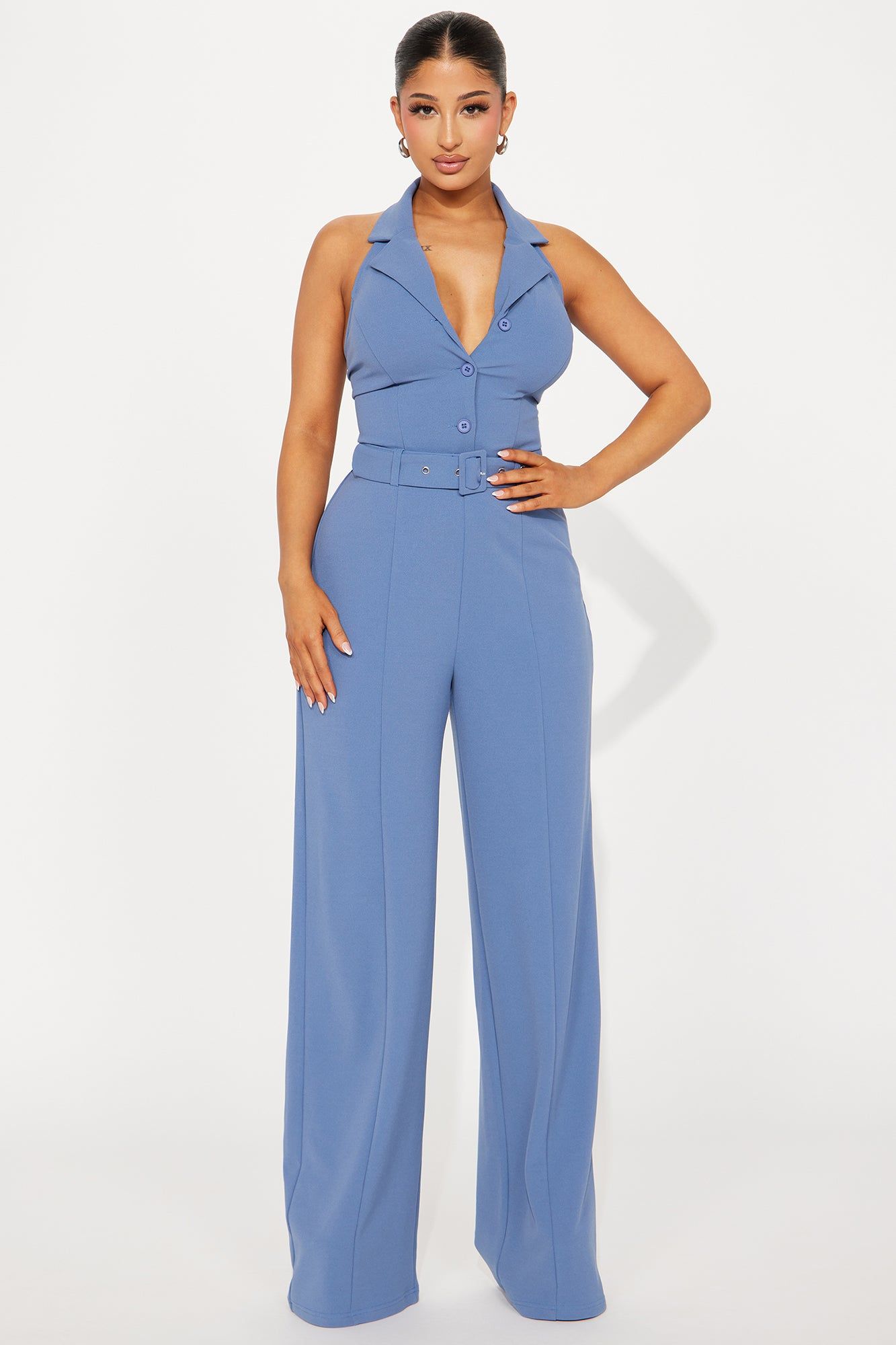 9AM Babe Jumpsuit - Slate Blue sold by Fashion Nova