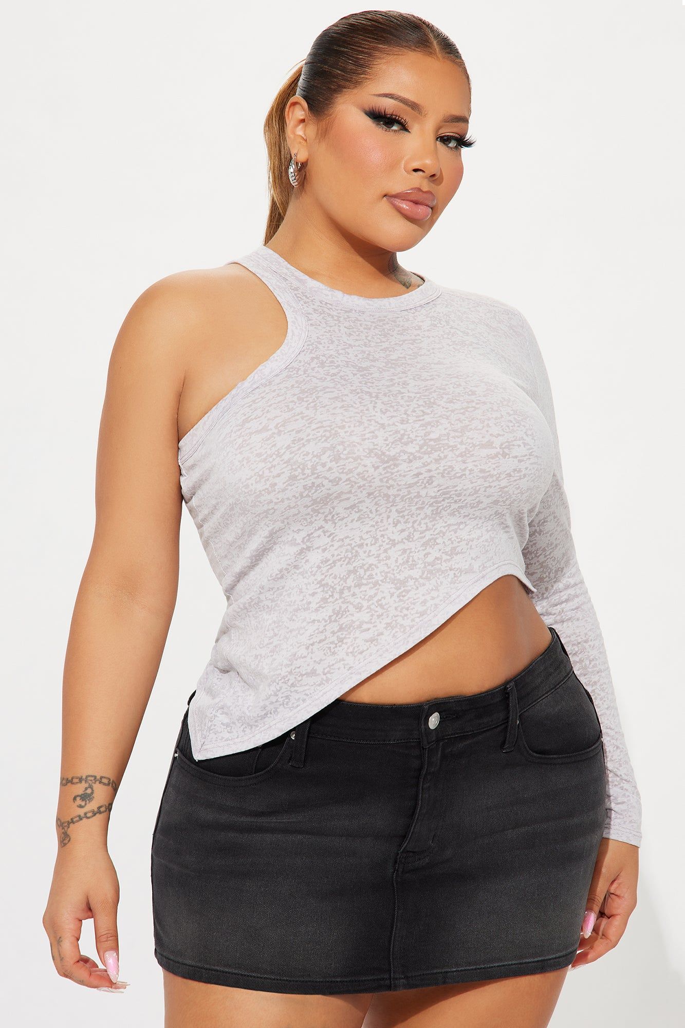 On To The Next One Shoulder Top - Heathered Grey sold by Fashion Nova product image thumbnail 4