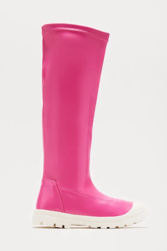 Mini Puddle Hopper Over The Knee Boots - Hot Pink sold by Fashion Nova
