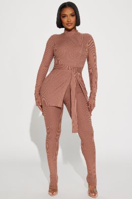 Stay Calling Me Ribbed Legging Set - Mocha sold by Fashion Nova