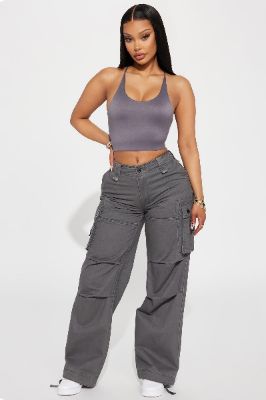 Pull My Strings Cargo Jogger - Charcoal sold by Fashion Nova