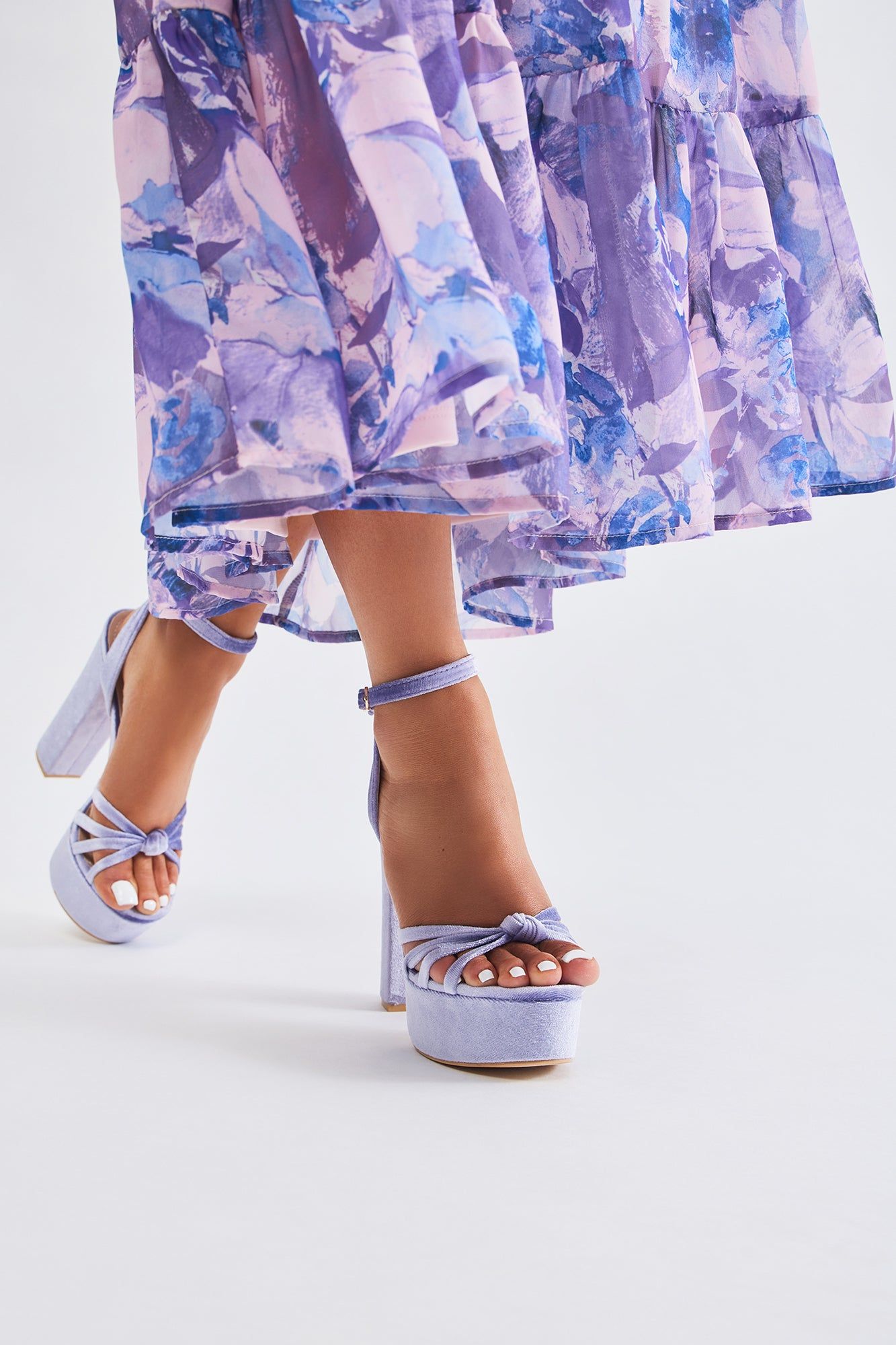 Keep You Waiting Velvet Heeled Sandals - Purple sold by Fashion Nova