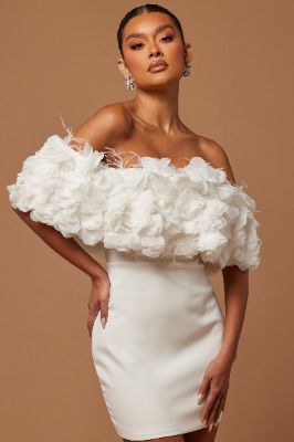 Meredith Floral Mini Dress - White sold by Fashion Nova