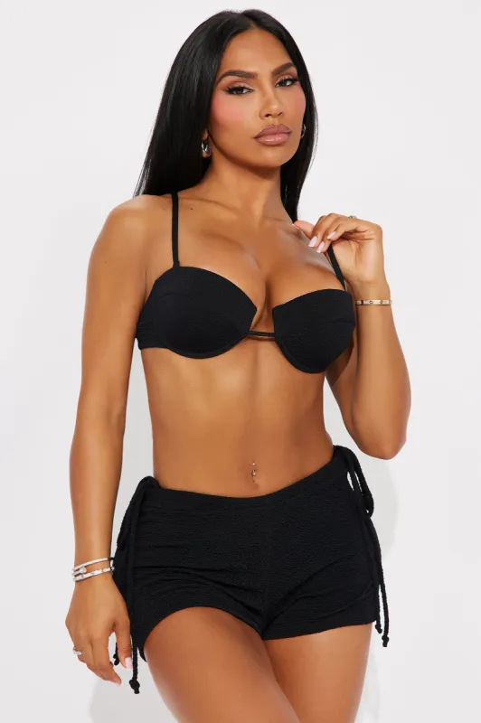 Catrina Underwire 3 Piece Boyshort Bikini - Black sold by Fashion Nova