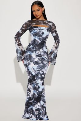 Yasmine Maxi Dress - Black/combo sold by Fashion Nova