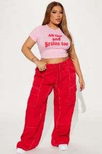 Keep Me Entertained Wide Leg Cargo Pant - Red sold by Fashion Nova