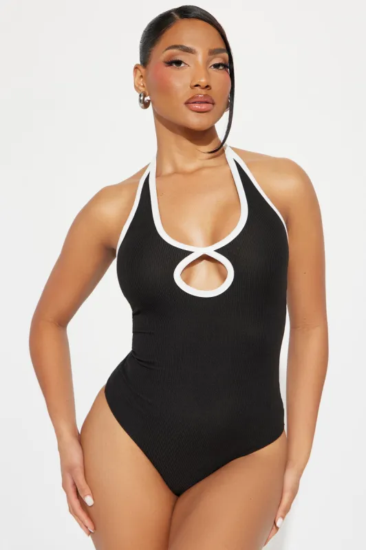 Miley Ribbed Bodysuit - Black/White sold by Fashion Nova
