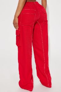 Keep Me Entertained Wide Leg Cargo Pant - Red sold by Fashion Nova