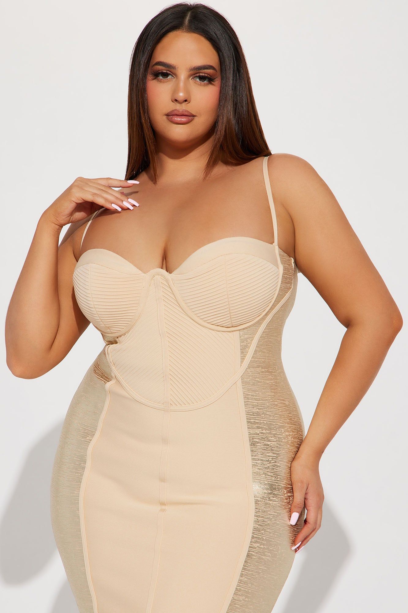 Angela Bandage Midi Dress - Nude/combo sold by Fashion Nova product image thumbnail 2