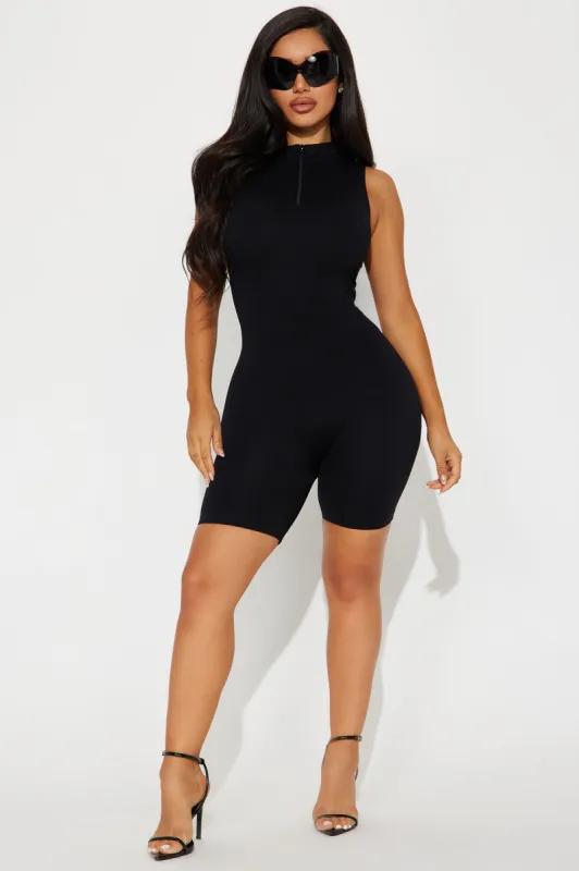 Polly Seamless Romper - Black sold by Fashion Nova