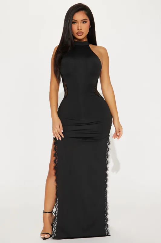 Valerie Lace Trim Gown - Black sold by Fashion Nova