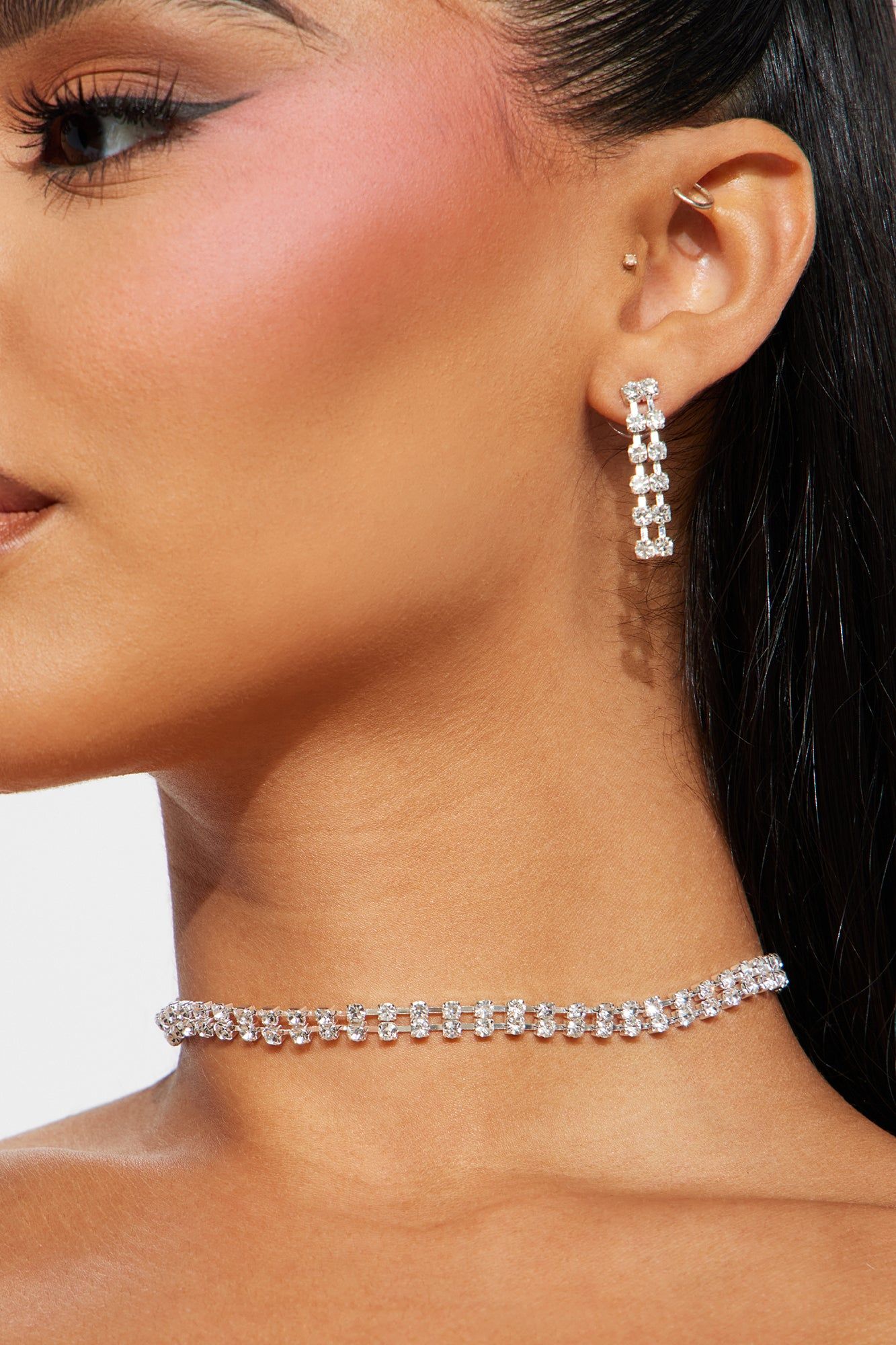 Lost In The Moment Necklace And Earring Set - Silver sold by Fashion Nova