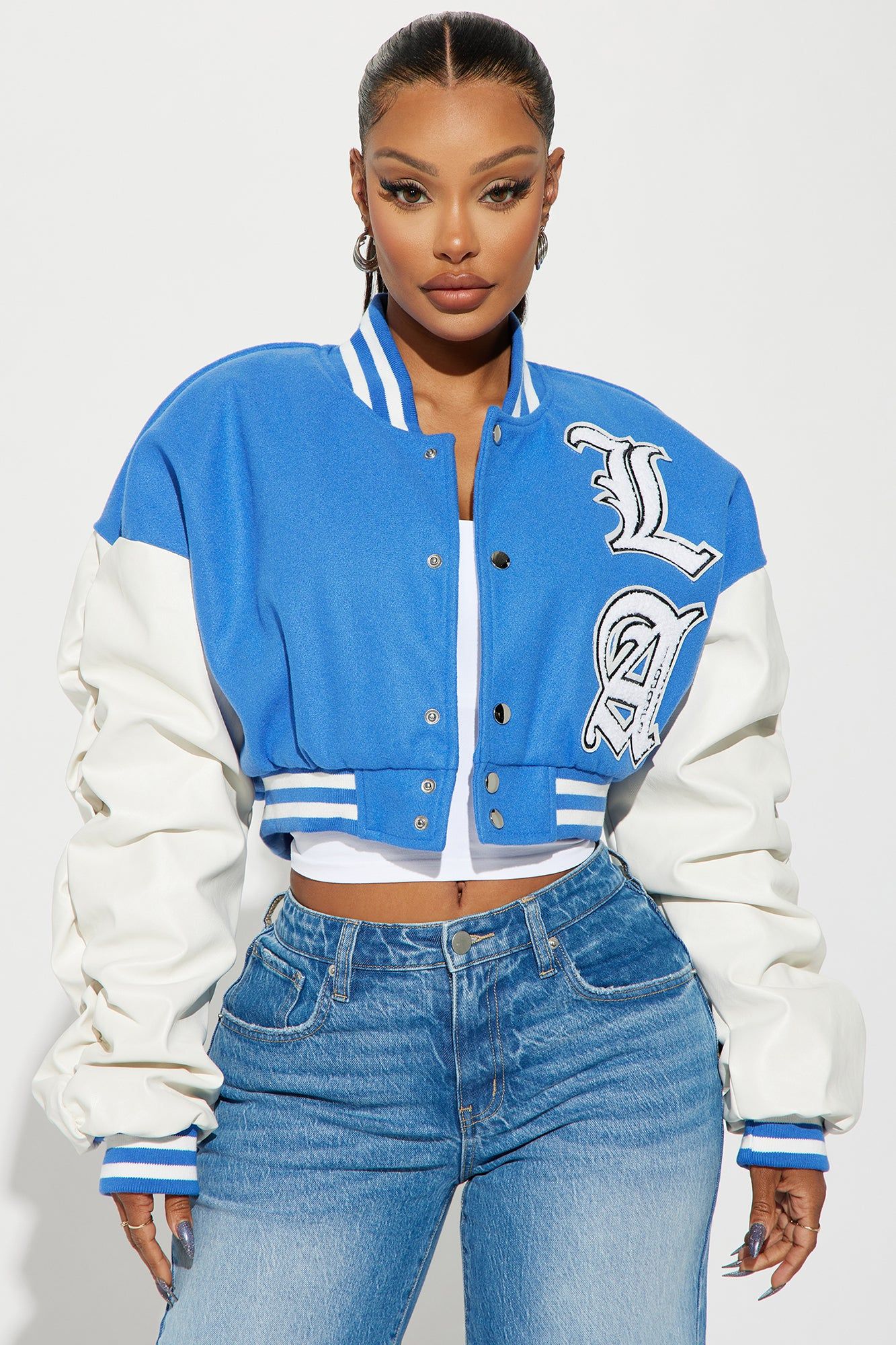Los Angeles Dreaming Varsity Jacket - Blue sold by Fashion Nova
