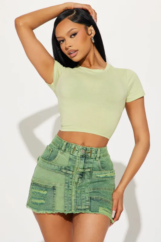 Anna Crew Neck Crop Top - Lime sold by Fashion Nova