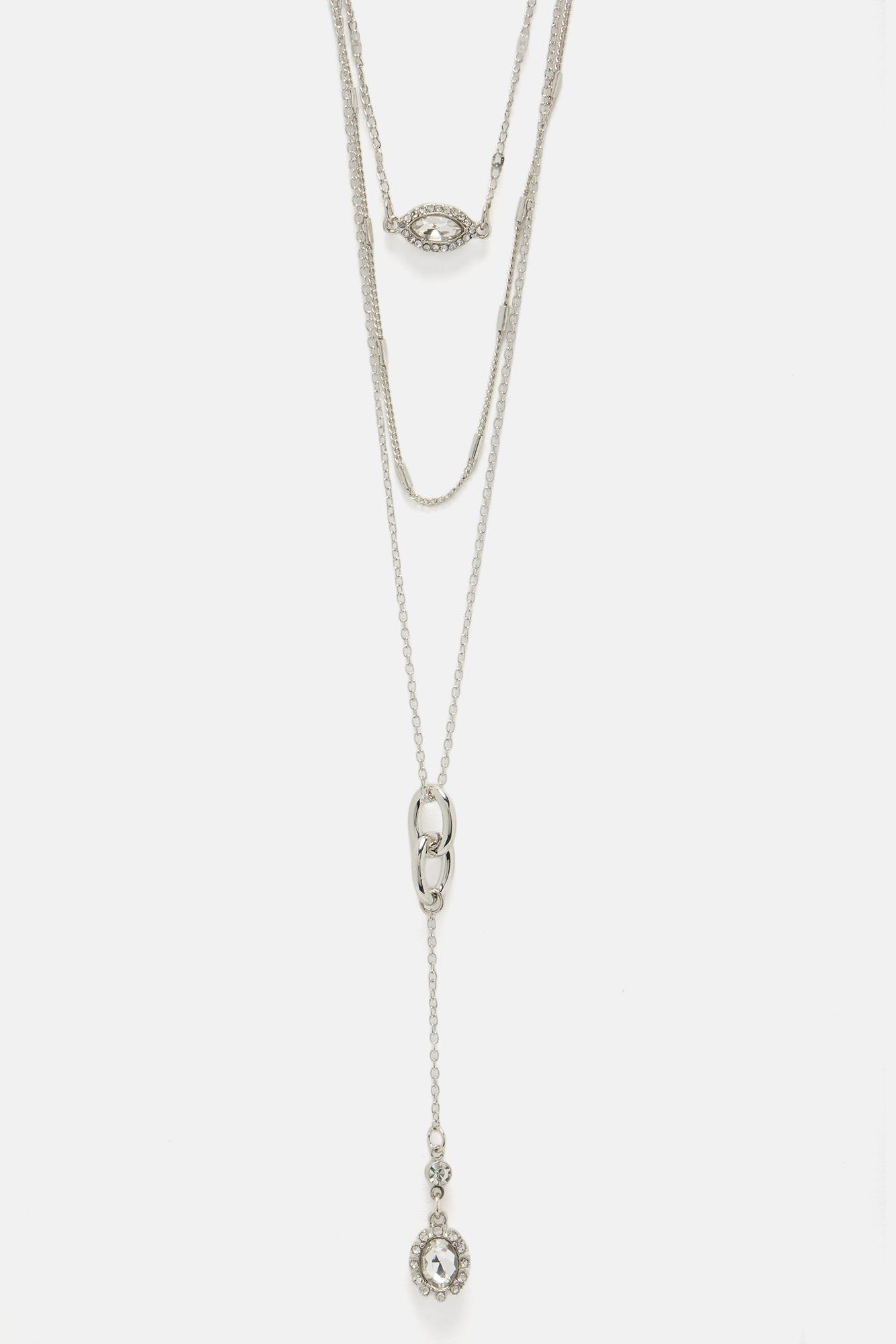 On The Go Layered Necklace - Clear/Silver sold by Fashion Nova product image thumbnail 3