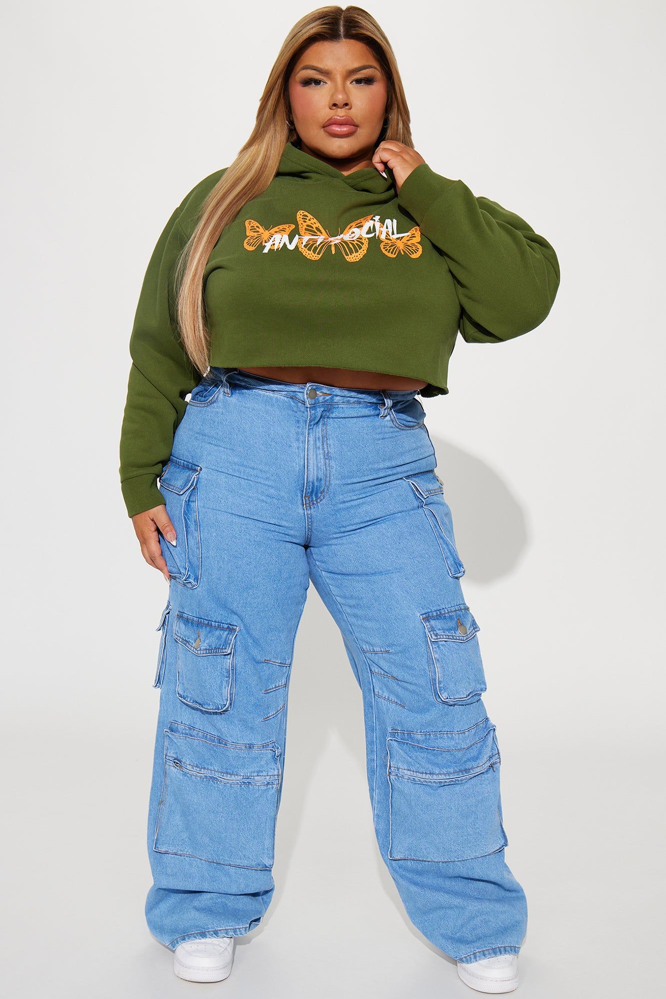 Anti Social Energy Cropped Hoodie - Hunter sold by Fashion Nova product image thumbnail 6