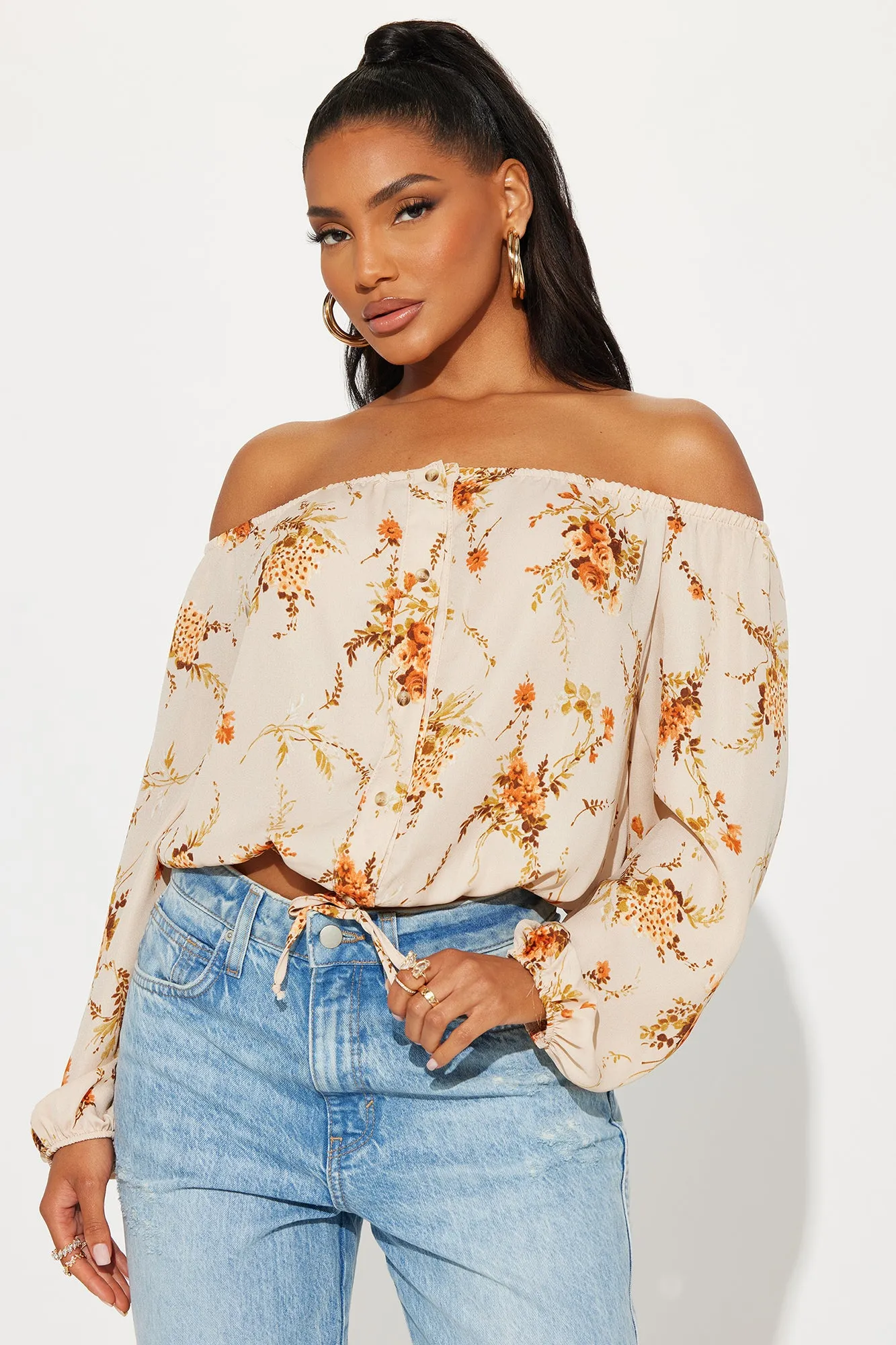 Feelin' Your Vibes Floral Top - Beige sold by Fashion Nova