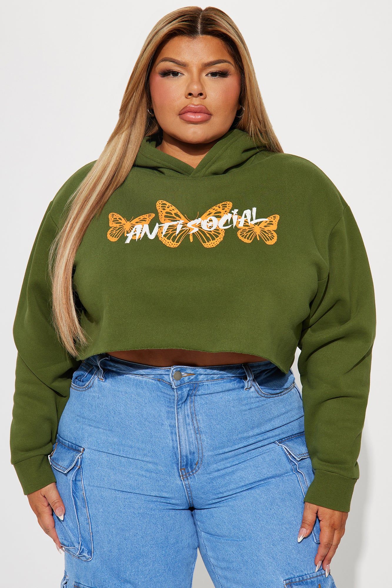 Anti Social Energy Cropped Hoodie - Hunter sold by Fashion Nova product image thumbnail 5