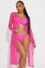 Beach Shade Stripe Cover Up Kimono - Pink sold by Fashion Nova