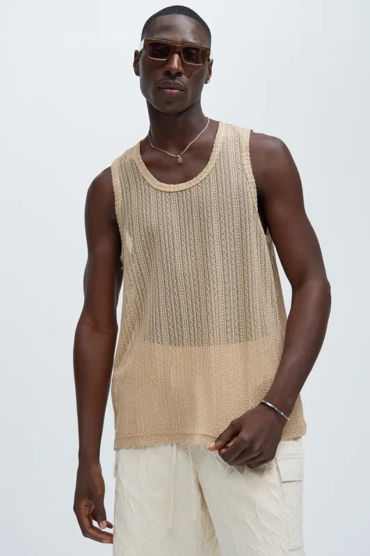 Brannen Textured Relaxed Tank - Tan sold by Fashion Nova