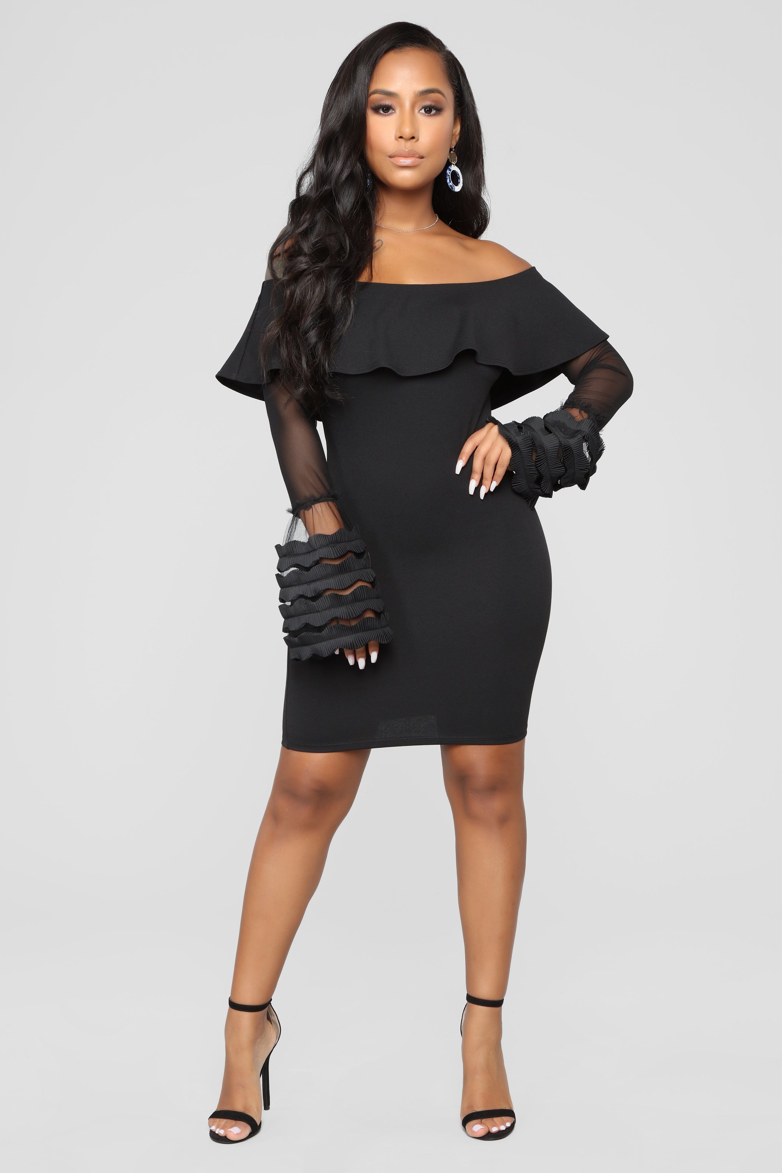Can't Stop This Feelin' Dress - Black sold by Fashion Nova
