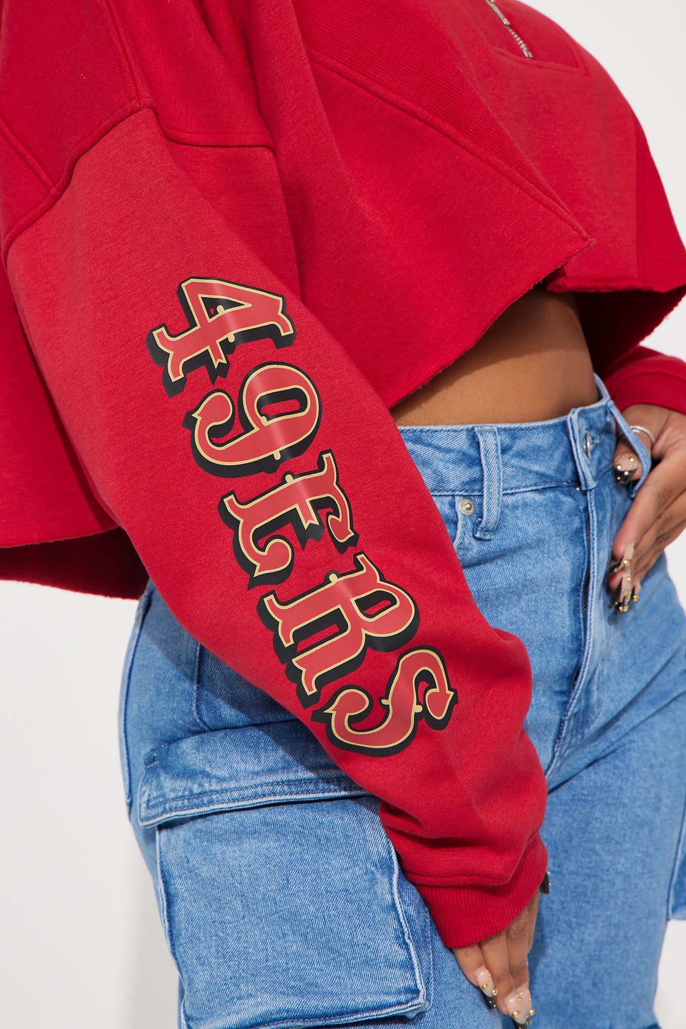 49ers Second Half Come-Back Zip Sweatshirt - Red sold by Fashion Nova product image thumbnail 3