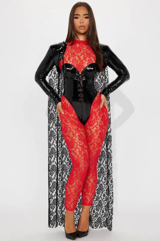 Lusty Lace Vampire 3 Piece Costume Set - Red/Black sold by Fashion Nova