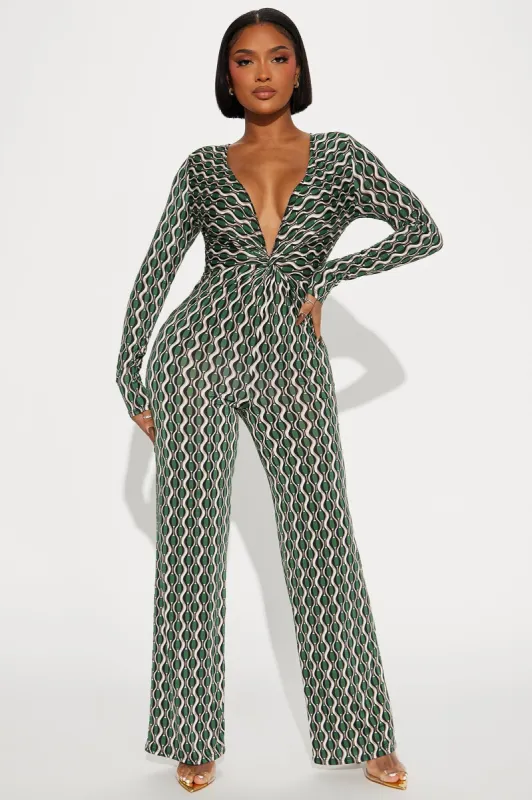Making Moments Jumpsuit - Green/combo sold by Fashion Nova
