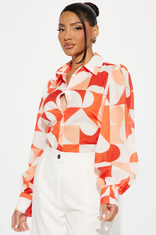 Summer Feel Shirt - Orange/combo sold by Fashion Nova