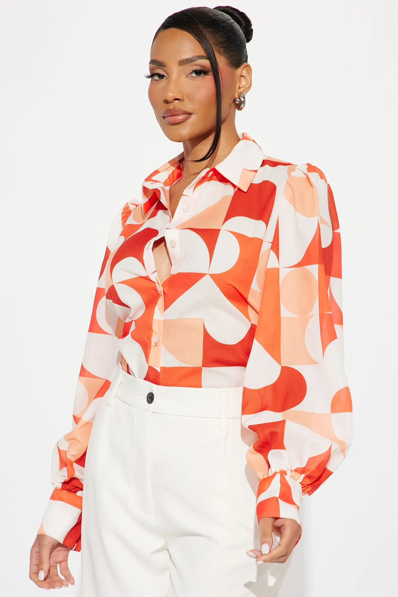 Summer Feel Shirt - Orange/combo sold by Fashion Nova