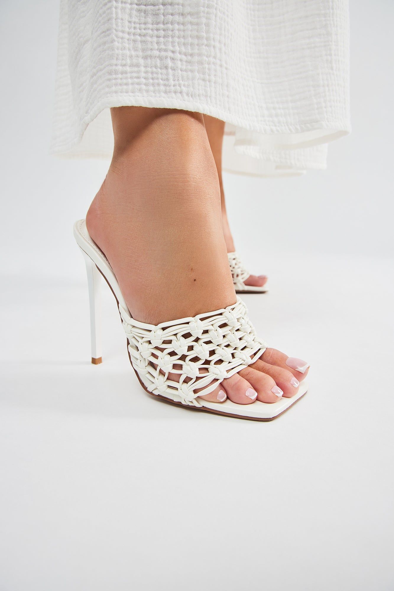 Found My Way Heeled Mules - White sold by Fashion Nova